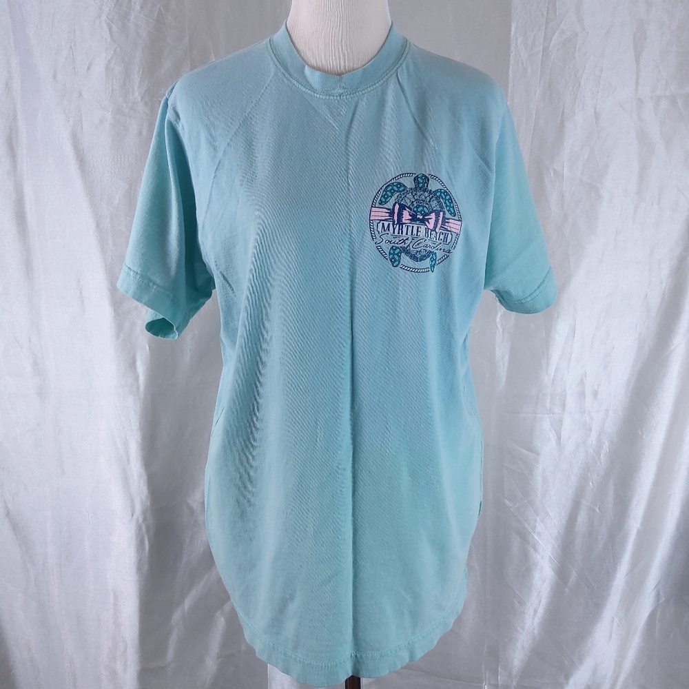 Tsunami Surf Shop Cotton Tshirt Tee Shirt Myrtle Beach SC Size Medium Aqua